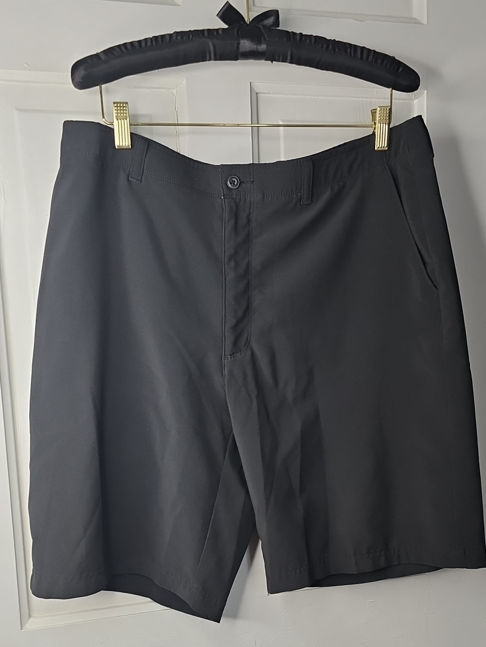 Men's Flat Front Black Performance Shorts